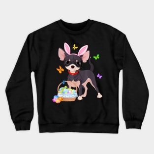 Funny Chihuahua Tee Shirt Bunny Egg Easter Gift Dog Lovers Crewneck Sweatshirt